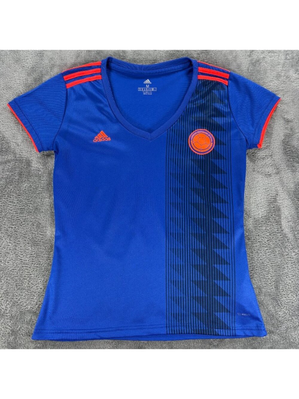 Adidas Colombia 2018 World Cup Away Soccer Jersey Womens M Blue Orange BR3491